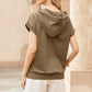 Drawstring Quarter Snap Cap Sleeve Hoodie
