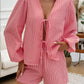 Devine Tied Long Sleeve Top and Shorts Set