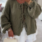 Tied Long Sleeve Dropped Shoulder Cardigan