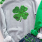 Lucky Clover Sequin Round Neck Sweatshirt