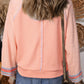 Waffle-Knit Round Neck Long Sleeve Top