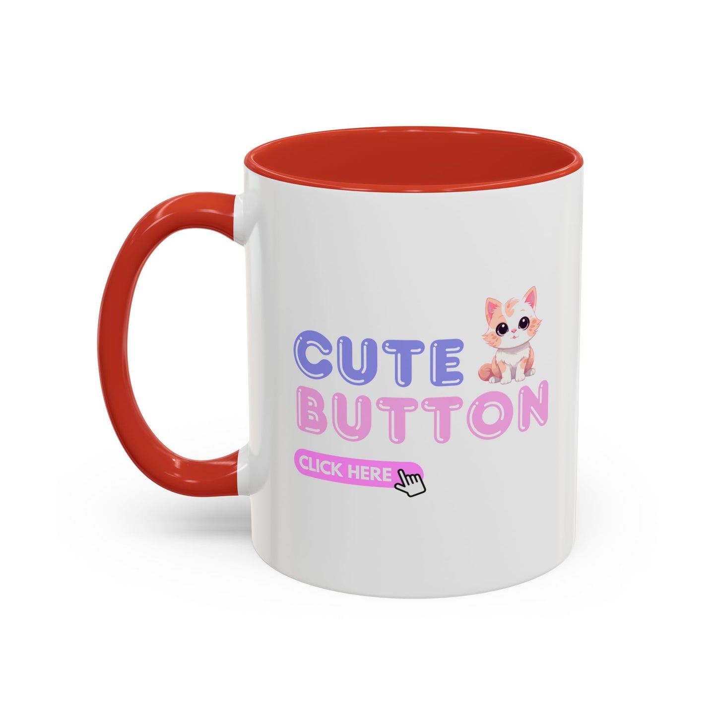 Cute Button Click Here Accent Coffee Mug (11, 15oz) | Made to Order