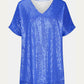 Full Size Sequin V-Neck Short Sleeve Top
