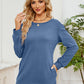 Ruched Shoulder Round Neck Long Sleeve Sweatshirt