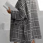 Houndstooth Collared Neck Long Sleeve Coat