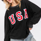 SAGE + FIG USA Letter Patch Round Neck Sweatshirt