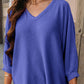 Texture V-Neck Long Sleeve Top