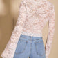 V-Neck Flare Sleeve Lace Top