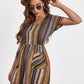 Pocketed Striped Short Sleeve Dress
