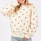 SAGE + FIG Heart Printed Contrast Long Sleeve Sweatshirt