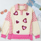 Valentine’s Day Sequin Heart Pattern Pink Long Sleeve Sweatshirt