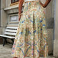 Full Size Tiered Smocked Printed High Waist Skirt