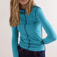Basic Bae Contrast Trim Mock Neck Long Sleeve T-Shirt