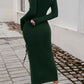Devine Drawstring Round Neck Long Sleeve Midi Dress