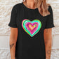 Full Size Heart Round Neck Short Sleeve T-Shirt