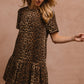 BiBi Tie Back Leopard Round Neck Short Sleeve Dress - Brand BiBi