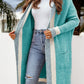 Pocketed Contrast Long Sleeve Hooded Cardigan