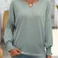 Textured Notched Lantern Sleeve T-Shirt