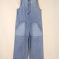 Wide Strap Denim Overalls with Pockets