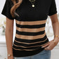 Striped Round Neck Short Sleeve Knit Top