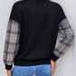 Perfee Plaid Round Neck Long Sleeve Sweatshirt