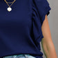 Round Neck Flounce Sleeve Blouse