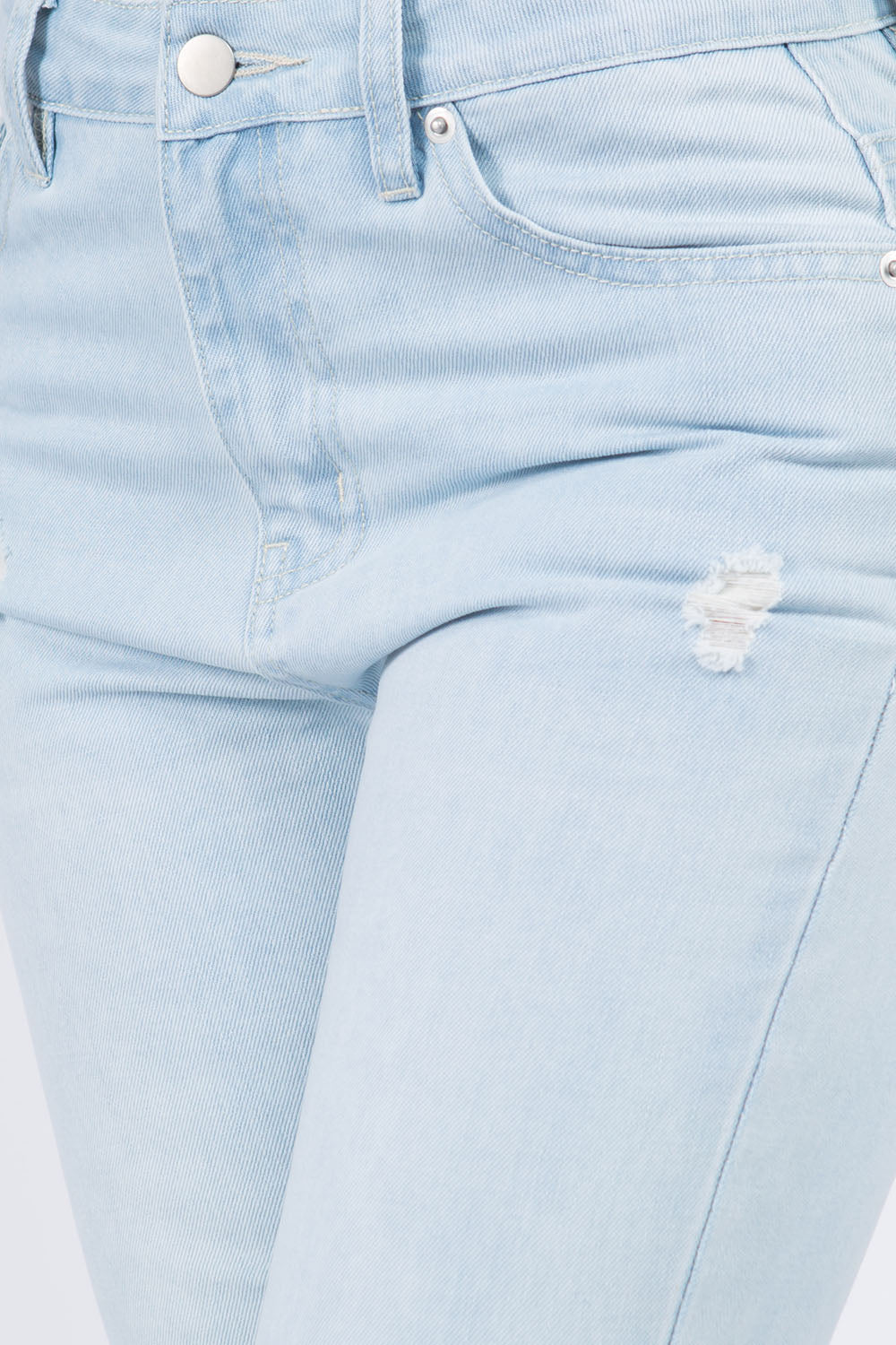 American Bazi High Waist Distressed Raw Hem Jeans *