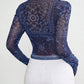 Paisley Mock Neck Long Sleeve Sheer Top