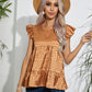 Full Size Ruffled Leopard Cap Sleeve Top