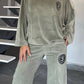Full Size Boat Neck Long Sleeve Top and Pants Set