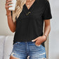 Full Size Eyelet V-Neck Short Sleeve Top