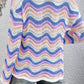 Contrast Wave Stripe Long Sleeve Sweater