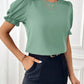 Round Neck Flounce Sleeve Blouse