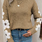 Flower Round Neck Long Sleeve Sweater