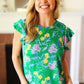 Haptics Round Neck Ruffled Floral Knit Top