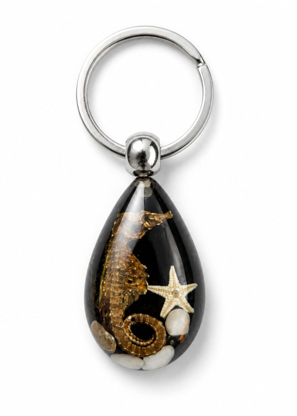 Handmade Faux Seahorse Keychain – Black