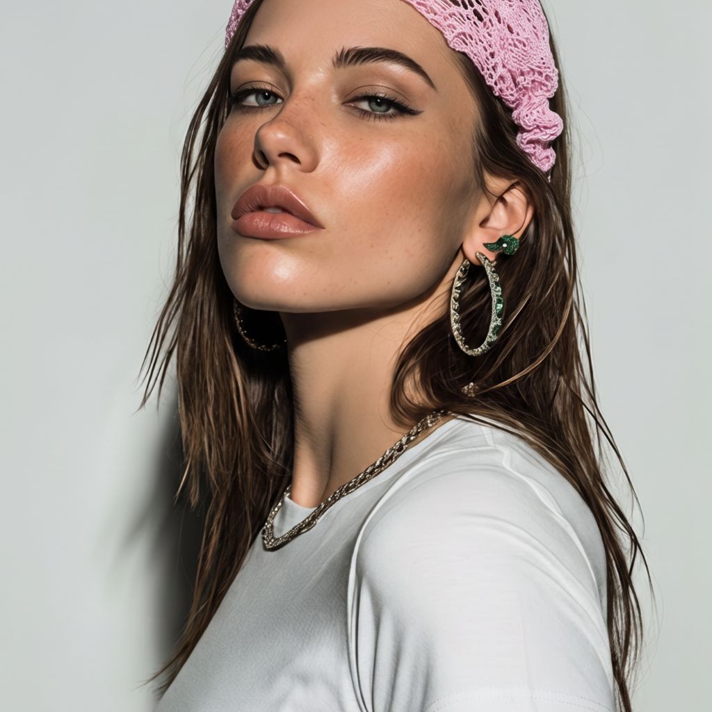 Women's Pink Wide Lace Headband – Bandana Style Hair Wrap