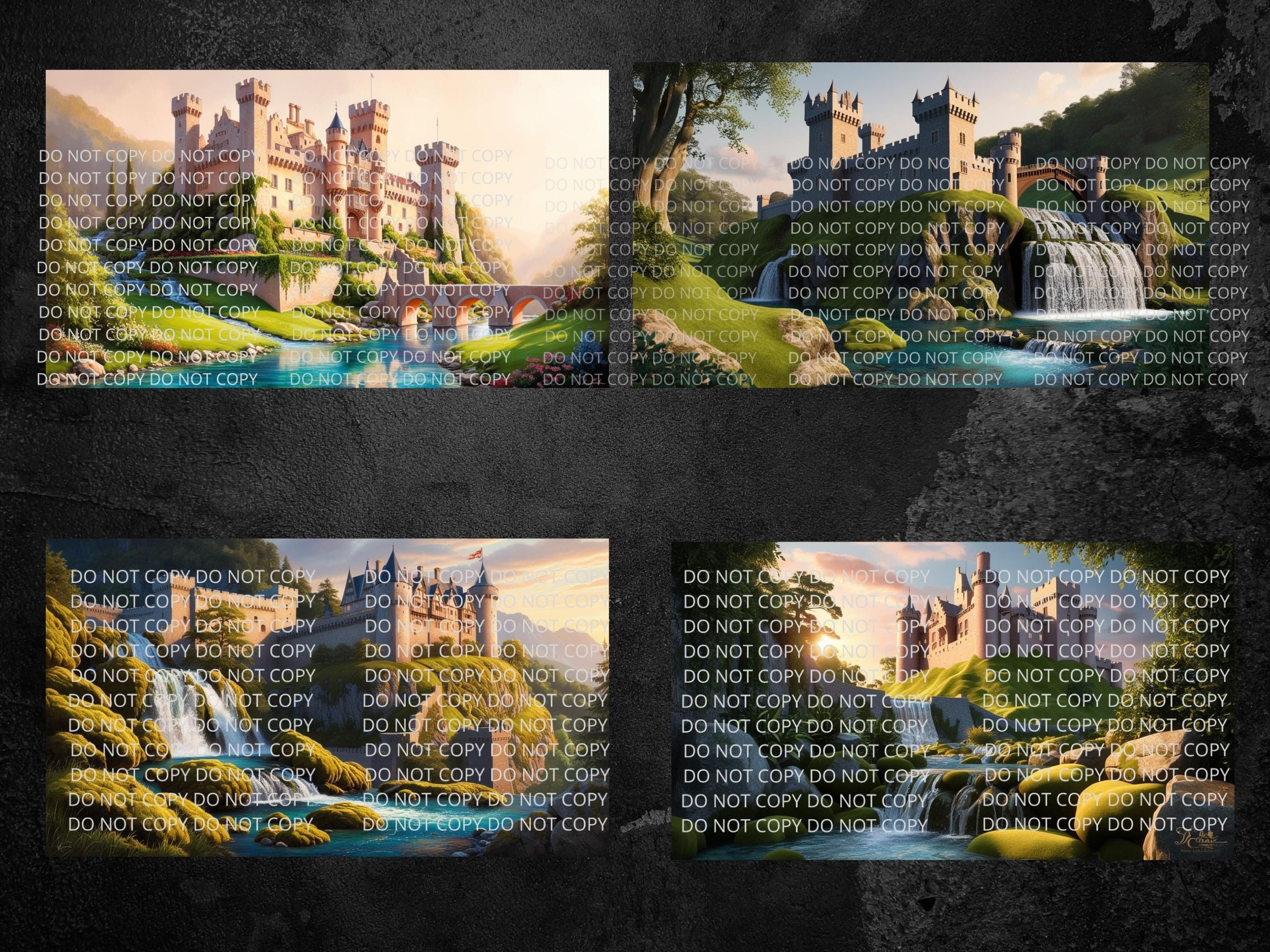 Castle with Stream Digital Art in PDF SVG PNG File Formats