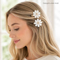 Each Jewels Designed with Love Flower Barrette Set of 2 – Pearl Shine Gold Hair Clips