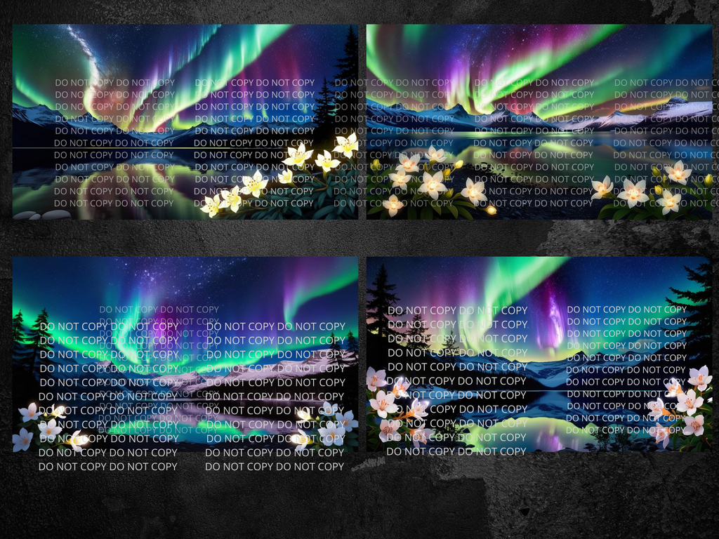 Northern Lights with Bright Flowers With Scenery Digital Art in PDF SVG PNG File Formats