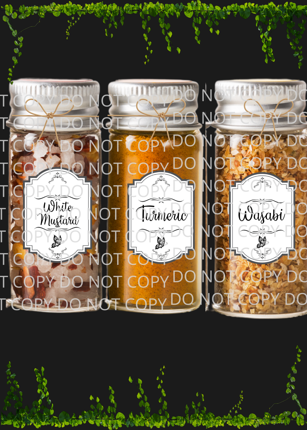 Spice Labels with Butterfly Design Digital Art in PDF SVG PNG JPG File Formats