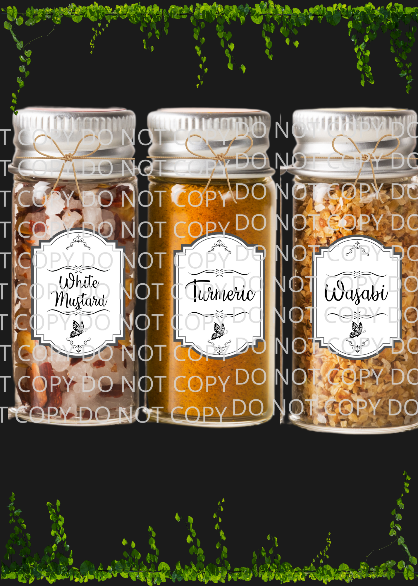 Spice Labels with Butterfly Design Digital Art in PDF SVG PNG JPG File Formats