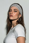 Women's Gray Wide Lace Headband – Bandana Style Hair Wrap