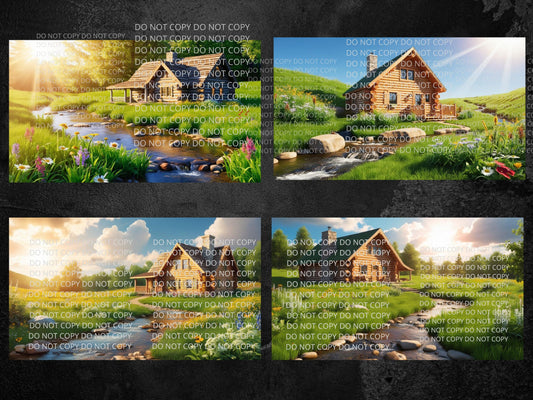 Log Cabin Digital Art in PDF SVG PNG File Formats
