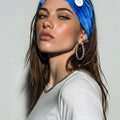 Blue Tie-Dye Button Headband – Soft Women's Hair Accessory