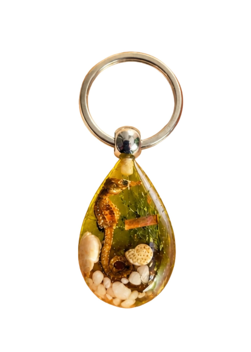 Handmade Faux Seahorse Keychain – Light Orange Background