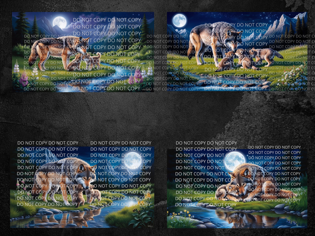 Mother Wolf and Cubs Digital Art in SVG PNG File Formats