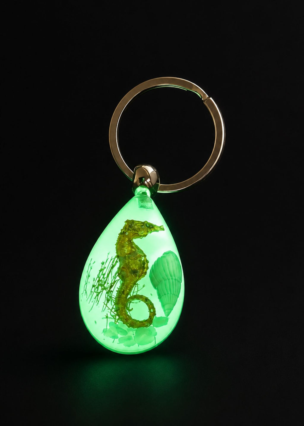 Handmade Glow-in-the-Dark Faux Seahorse Keychain