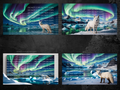White Fox Northern Lights Digital Art in PDF SVG PNG File Formats