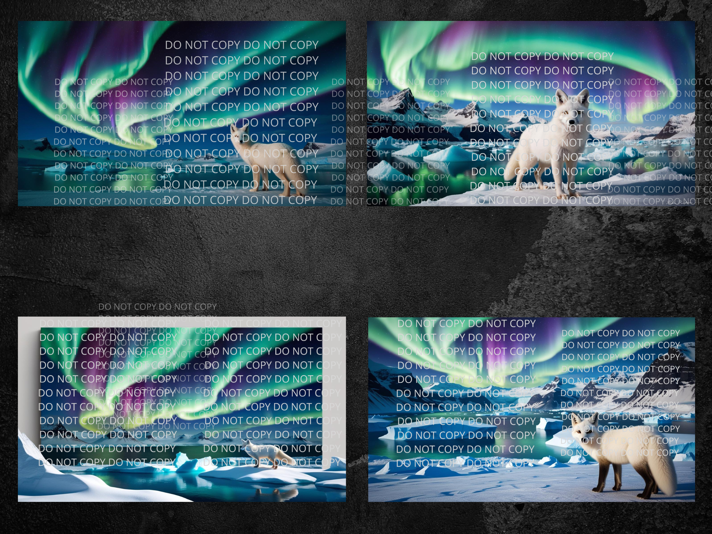 White Fox Northern Lights Digital Art in PDF SVG PNG File Formats